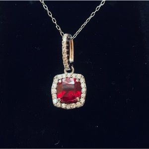 Ruby with CZ Stones Sterling Silver Necklace 🆕